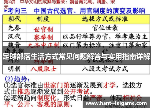 足球部落生活方式常见问题解答与实用指南详解
